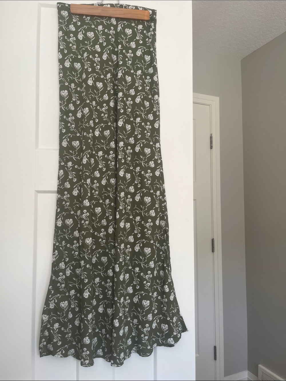Audrey 3+1 Olive Green Floral Maxi Skirt